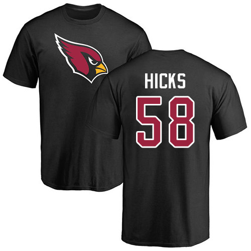 Arizona Cardinals Men Black Jordan Hicks Name And Number Logo NFL Football #58 T Shirt